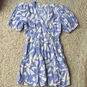 a new day Blue and Cream Wrap Midi Dress